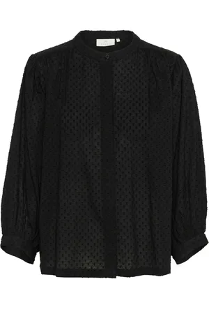 Kaffe Femme, Blouses et Chemises, Noir, Taille: 38 FR Chemisier Noir Profond avec Manches Courtes