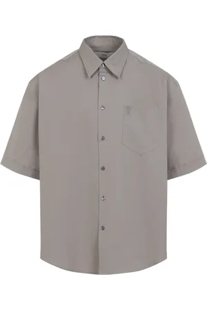 Ami Homme, Chemises, Gris, Taille: L Chemise Boxy à Manches Courtes en Ash