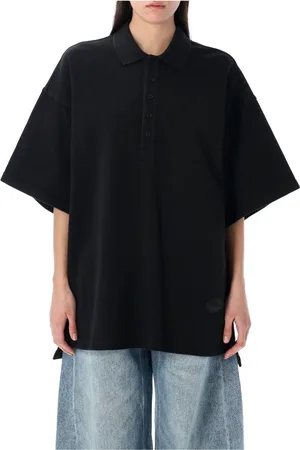 Alexander Wang Femme, Tops, Noir, Taille: 36 FR Polo Noir Lavé Oversize