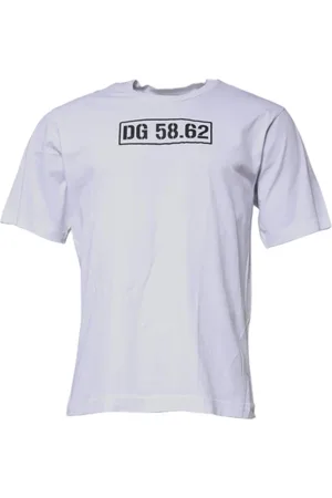 Dolce & Gabbana Homme, Tops, Blanc, Taille: S T-shirt blanc avec logo imprimé