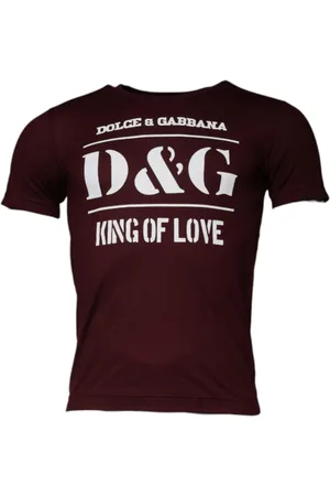 Dolce & Gabbana Homme, Tops, Rouge, Taille: M T-shirt col rond graphique, Rouge foncé