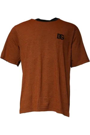 Dolce & Gabbana Homme, Tops, Brun, Taille: S T-shirt en Coton Marron avec Logo