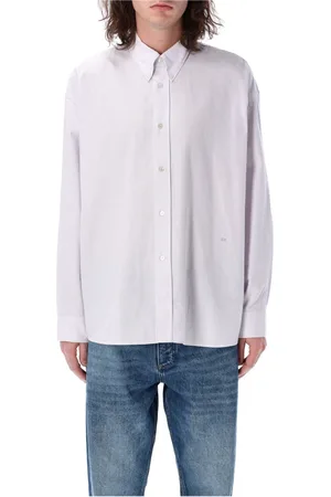 STUDIO NICHOLSON Homme, Chemises, Violet, Taille: L Chemise à rayures en coton avec col boutonné