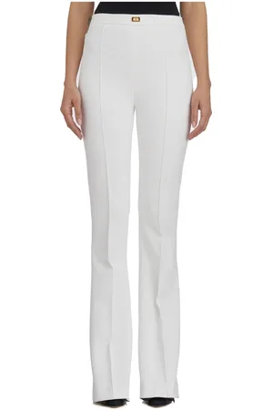 Elisabetta Franchi Femme, Pantalons, Blanc, Taille: 36 FR Pantalon Évasé
