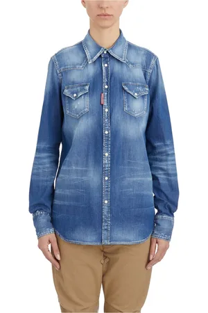 Dsquared2 Femme, Blouses et Chemises, Bleu, Taille: 36 FR Chemise Western en Denim