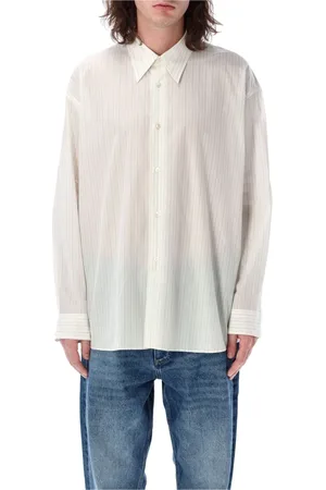 STUDIO NICHOLSON Homme, Chemises, Blanc, Taille: L Chemise à Rayures Ecrublack Ss25