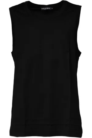 Dolce & Gabbana Homme, Tops, Noir, Taille: S Débardeur noir sans manches en coton à col rond