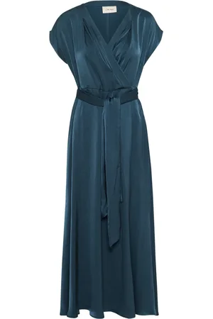 Cream Femme, Robes, Bleu, Taille: 40 FR Robe Bleu Pétrole avec Col en V et Ceinture