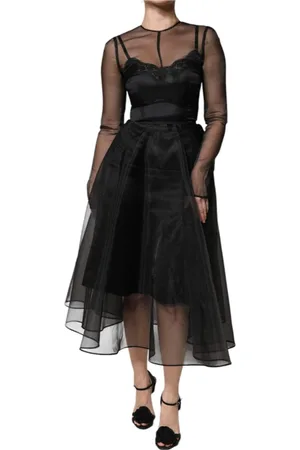 Dolce & Gabbana Femme, Robes, Noir, Taille: 36 FR Robe de Cocktail Noire en Tulle Transparent