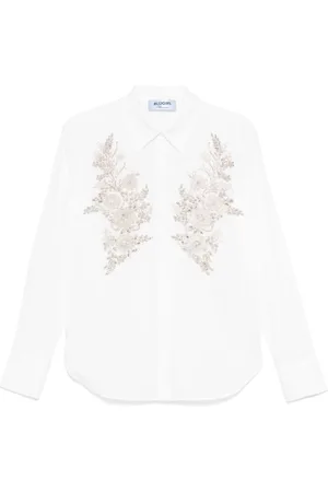 Blugirl Femme, Blouses et Chemises, Blanc, Taille: 40 FR Chemise blanche à boutons et ourlet arrondi