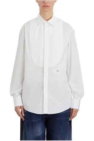 Dsquared2 Femme, Blouses et Chemises, Blanc, Taille: 36 FR Chemise Tuxedo en Coton