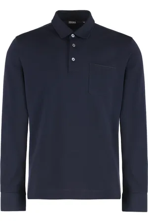 Ermenegildo Zegna Homme, Tops, Bleu, Taille: S Polo en coton avec poche avant