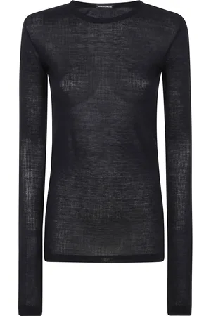ANN DEMEULEMEESTER Femme, Tops, Noir, Taille: 42 FR T-shirt Slim Fit à Manches Longues en Viscose