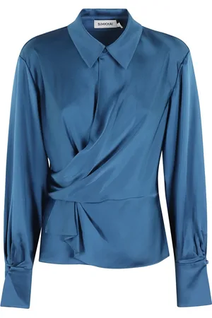 Simkhai Femme, Blouses et Chemises, Bleu, Taille: 36 FR Élégant Haut Valya à Manches Longues