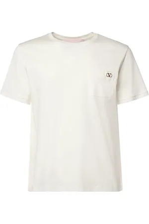VALENTINO GARAVANI Homme, Tops, Blanc, Taille: L T-shirt blanc avec logo Placchetta Go