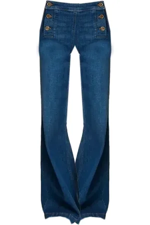 Twin-Set Femme, Jeans, Bleu, Taille: W27 Indigo Coton Wide Leg Jeans