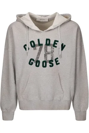 Golden Goose Homme, Sweatshirts et sweats à capuche, Gris, Taille: S Sweat à capuche vintage en coton avec broderie