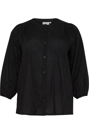 Kaffe Femme, Blouses et Chemises, Noir, Taille: 48 FR Chemise Noire Profonde avec Manches ¾