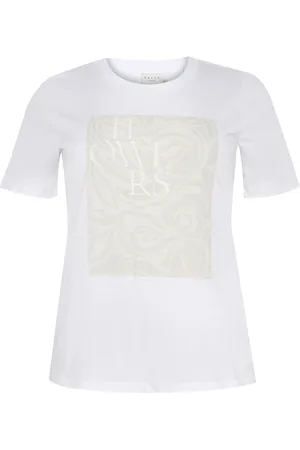 Kaffe Femme, Tops, Blanc, Taille: 40 FR Tee-shirt à Imprimé Graphique Blanc Optique