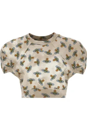 Vivienne Westwood Femme, Tops, Multicolore, Taille: 38 FR Orb Logo Beige T-shirt et Polo