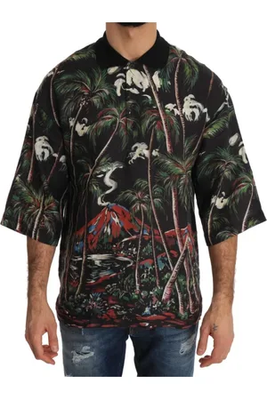 Dolce & Gabbana Homme, Tops, Multicolore, Taille: L Polo avec motif volcan sicilien
