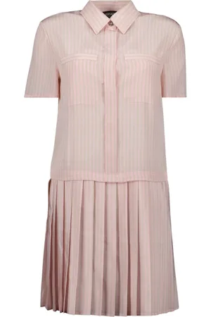 VERSACE Femme, Robes, Rose, Taille: 38 FR Robe chemise en soie à rayures