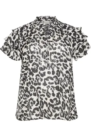 Kaffe Femme, Blouses et Chemises, Multicolore, Taille: 44 FR Chemisier à Imprimé Léopard avec Volant