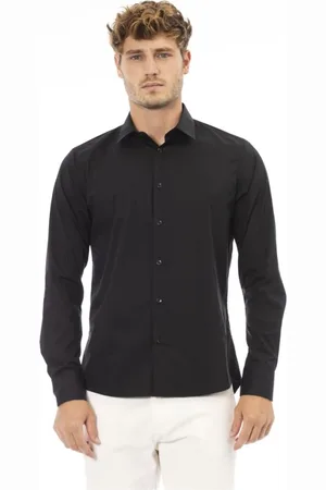 BALDININI Homme, Chemises, Noir, Taille: L Style Italien Chemise en Coton Noir pour Homme