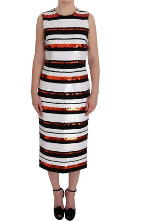 Dolce & Gabbana Femme, Robes, Multicolore, Taille: 38 FR Robe fourreau sans manches à rayures