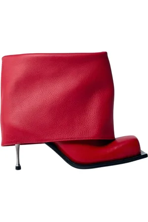 FIDAN NOVRUZOVA Femme, Chaussures, Rouge, Taille: 37 EU Bottes en Cuir à Talon Aiguille en Métal