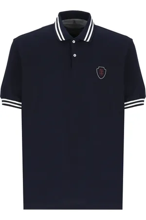 Brunello Cucinelli Homme, Tops, Bleu, Taille: XL Polo Bleu en Coton avec Logo