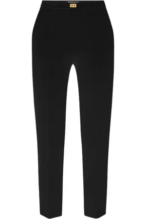 Elisabetta Franchi Femme, Pantalons, Noir, Taille: 40 FR Pantalon Slim Fit en Crêpe Stretch Noir