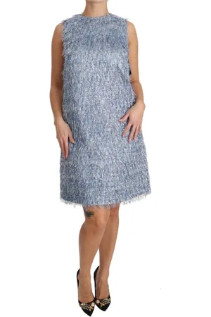Dolce & Gabbana Femme, Robes, Bleu, Taille: 42 FR Robe élégante à franges