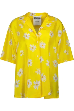 Moschino Femme, Blouses et Chemises, Jaune, Taille: 36 FR Chemise en Soie Imprimé Marguerites