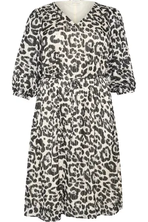 Kaffe Femme, Robes, Multicolore, Taille: 50 FR Robe Imprimé Léopard avec Manches 3/4
