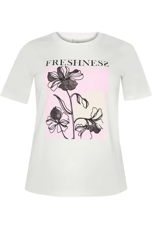 Kaffe Femme, Tops, Blanc, Taille: 38 FR Tee-shirt à Imprimé Graphique