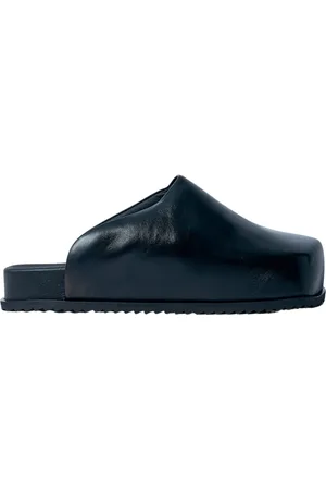 Yume Yume Homme, Chaussures, Noir, Taille: 39 EU Mules en Cuir à Bout Carré avec Logo