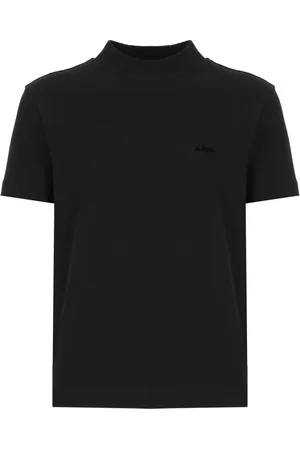 A.P.C. Femme, Tops, Noir, Taille: 40 FR T-shirt en Coton Noir Col Rond Manches Courtes