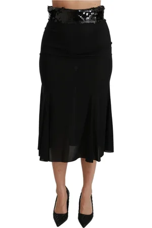 Dolce & Gabbana Femme, Jupes, Noir, Taille: 38 FR Jupe noire à sequins taille haute