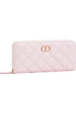 Twin-Set Femme, Accessoires, Rose, Taille: ONE Size Portefeuille Rose Matelassé avec Monogramme Doré