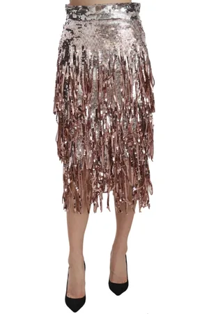 Dolce & Gabbana Femme, Jupes, Multicolore, Taille: 40 FR Jupe Midi à Paillettes Métalliques avec Taille Haute