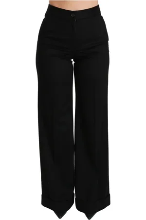 Dolce & Gabbana Femme, Pantalons, Noir, Taille: 36 FR Pantalon Flare en Cachemire de Luxe