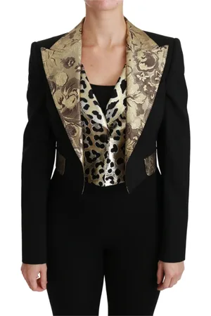 Dolce & Gabbana Femme, Vestes, Noir, Taille: 36 FR Ensemble de Luxe Floral Jacquard Noir Or