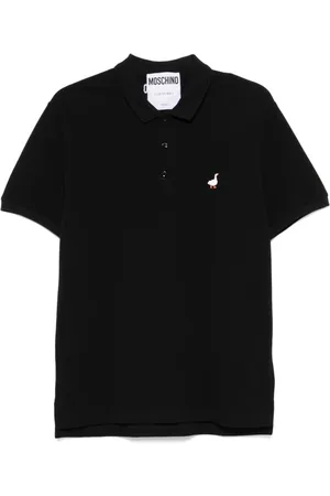 Moschino Homme, Tops, Noir, Taille: 2XL Polo noir avec motif brodé