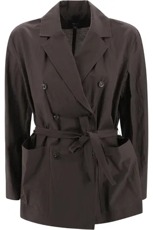Soeur Femme, Vestes, Brun, Taille: 40 FR Veste en Coton Marron à Double Boutonnage avec Ceinture