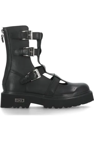 Cult Femme, Chaussures, Noir, Taille: 38 EU Bottes Noires en Cuir avec Boucle