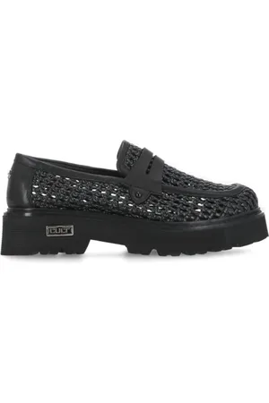 Cult Femme, Chaussures, Noir, Taille: 36 EU Mocassins noirs tissés avec logo métallique