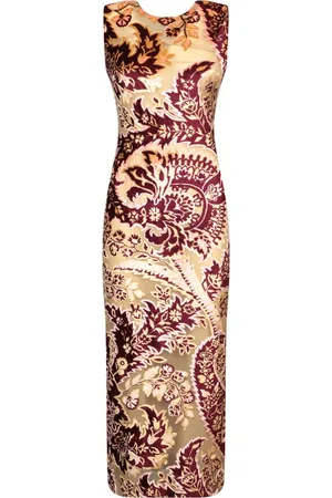 Etro Femme, Robes, Rouge, Taille: 36 FR Robe Sans Manches en Velours Tattoo