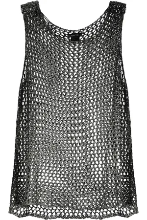 AVANT TOI Femme, Tops, Gris, Taille: 38 FR Haut Gris Sans Manches à Motif Filet