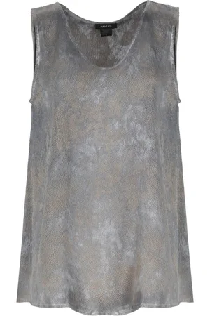 AVANT TOI Femme, Tops, Gris, Taille: 42 FR Haut Gris Sans Manches en Soie Col Rond